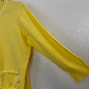 Lilly Pulitzer Cardigan Womens S/M Yellow White Cotton Open Front Knit Sweater thumbnail 5