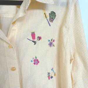 Vintage Butter Yellow Garden Top Floral Grandma Button Down 3/4 Sleeve Blouse XL thumbnail 4