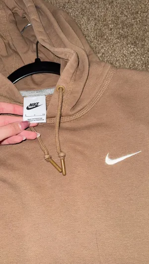 Nike Brown Tan Embroidered Swoosh Pullover Hoodie Size Small thumbnail 2