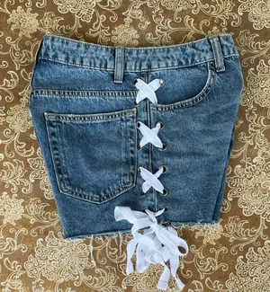 H&M Lace Up Denim Shorts thumbnail 6