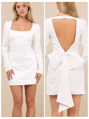 Lulus White Jacquard Elevated Icon Mini Dress Sz.M NWT thumbnail 2