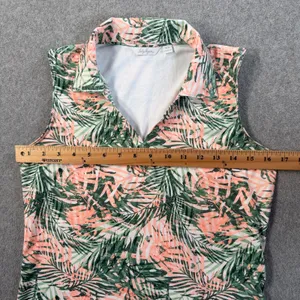 Lady Hagen Women's XS Sleeveless Golf Polo Shirt Tropical Palm Print Performance thumbnail 5