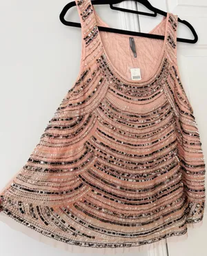 Anthropologie Sequin Embellished Stripe Tank Top, Size M thumbnail 7