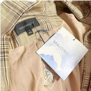 MAJORELLE Rhea Double-Breasted Blazer, Tan Plaid, XL thumbnail 14