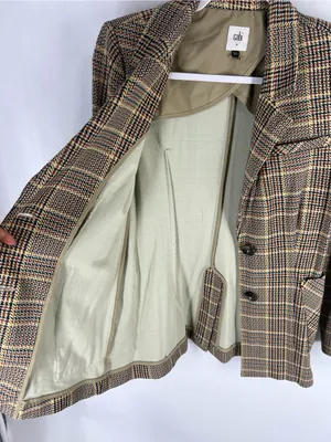 Cabi Pastime Plaid Jacket Blazer Style #3548 Brown Multi Size 4 thumbnail 8