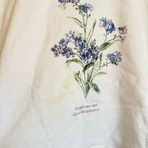 Brandy Melville White Sweatshirt with Blue Floral Design thumbnail 2