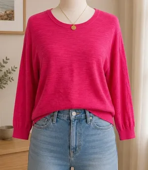 LOFT Womens Sweater Pink‎ Textured Knit Long Sleeve Crew Neck XS thumbnail 1