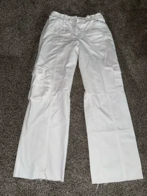 Brandy Melville White Cargo Pants with Bungee Cord Details thumbnail 1