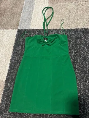Olivaceous Vibrant Green Mini Dress thumbnail 1