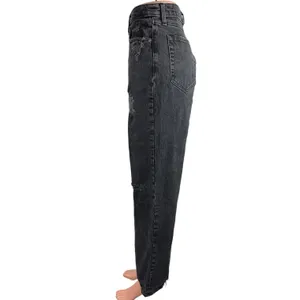 Abercrombie & Fitch The 90's Straight Black High Rise Distressed Denim Jeans 8 thumbnail 2