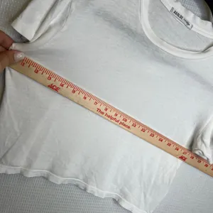 Agolde Premium White Cotton Short Sleeve Cropped Tee Shirt A7012 Women Size S thumbnail 6