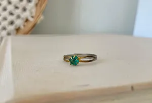 Petite Adjustable Birthstone Fashion Ring “Blessing” Green Emerald Forest Round Jewelry thumbnail 5