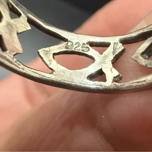 Vintage 925 Sterling Silver Ichthus Jesus Fish Eternity Band Ring Size 6.5 thumbnail 10