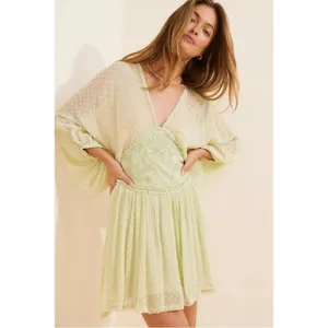 Free People Bohemian Ethereal Cottage Sweet Dreams Mini Dress Frozen Dew Large thumbnail 14