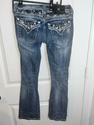 Miss Me Bootcut Straight Leg Floral Crystalized Embroidered Stitched Jeans Sz 27 thumbnail 2