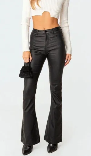 Edikted Black Leather Pants thumbnail 1