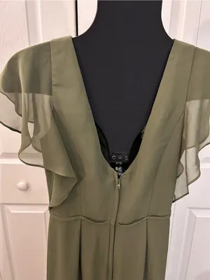 David's Bridal Gorgeous double layered chiffon flutter sleeve dress thumbnail 6