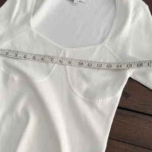 Madewell White Wide Rib Long Sleeve Sweetheart Sweater Top Size-L thumbnail 8