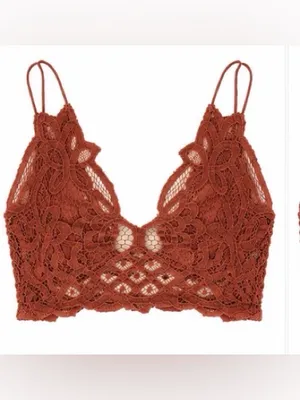 Free People FP One Lace Crochet Bralette Cami Dusty Rose Boho Festival Size M thumbnail 4