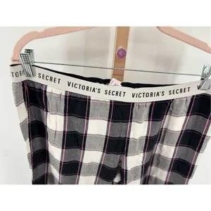 Victoria's Secret Sparkle Pajama Pants Plaid Black Pink Size S thumbnail 6