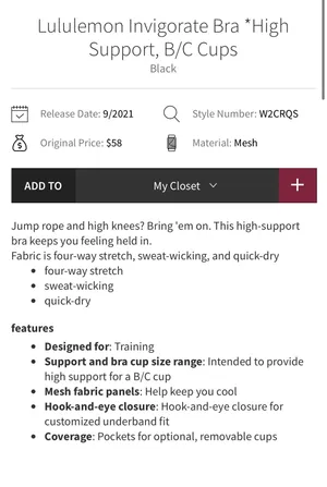 Lululemon Invigorate Bra *High Support, B/C Cups Black 8 thumbnail 10