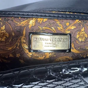 Versace Black Vanitas Medusa Patent Leather Shoulder Bag thumbnail 11