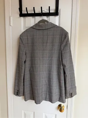 WAYF NWT Gray Plaid Oversized Blazer Pink Windowpane M thumbnail 6