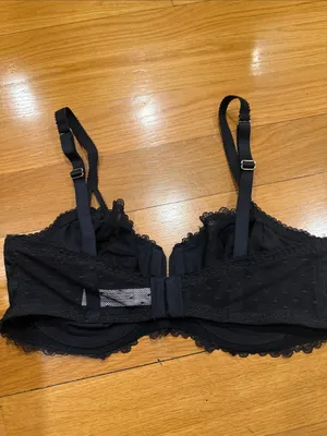 Auden black lace unlined balconette coverage underwire bra size 34D. thumbnail 2