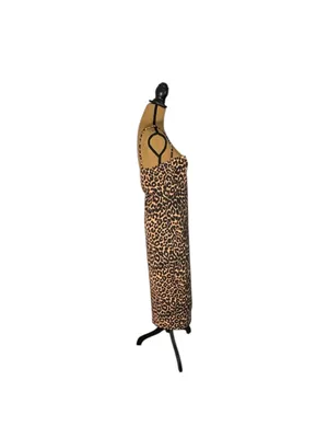 PrettyLittleThing Leopard Print Bodycon Midi Dress Women’s 12 Y2K Animal Print thumbnail 2