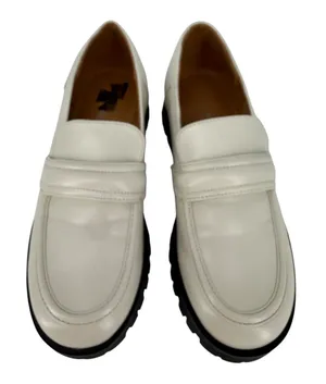 Nine West Womens Gury Slip On Chunky Lug Sole Loafers Cream Size 8.5M Y2K Preppy thumbnail 1