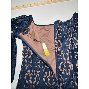 Alexia Admor NWT Navy Lace Off Shoulder Dress 10 Bell Sleeve Cocktail thumbnail 13