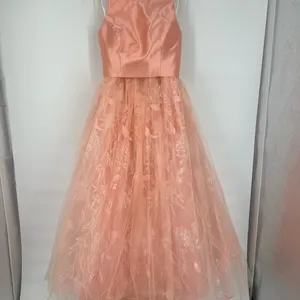 Sherri Hill Peach Satin & Embroidered Tulle Tea Length Formal Dress Prom thumbnail 3