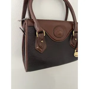 Dooney &Bourke Vintage Brown And Black All Weather Leather Sat Hel Crossbody Bag thumbnail 3