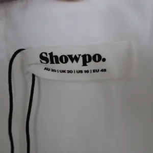 Showpo Izara Off Shoulder Pleated Mini Dress Off White US 16 thumbnail 4