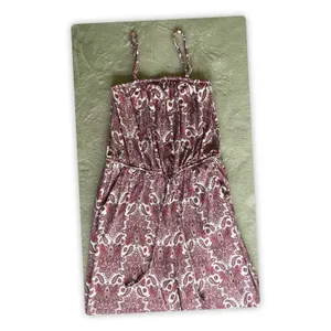 Maurices Womens M Paisley Wide Leg Cropped Jumpsuit Burgundy Boho thumbnail 3