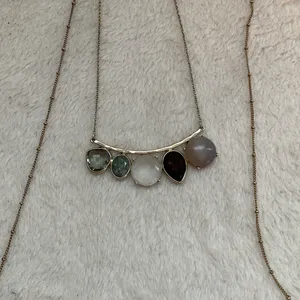 Two Layered Necklace with stones Silver thumbnail 3