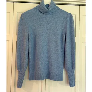 J.crew blue wool blend puff sleeve sweater small thumbnail 3