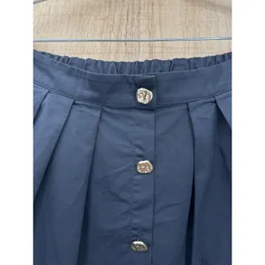 Anthropologie Black Pleated Mini Skirt Gold Buttons Size XL thumbnail 5
