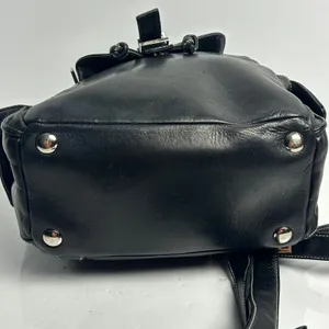 Perlina Black Genuine Leather Backpack Vintage 90s Buckle Moto Y2K Bag thumbnail 5