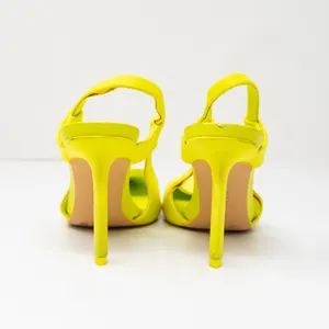 Zara Fabric Wrapped Pointed Toe Slingback High Heels Shoes Neon Yellow 7 thumbnail 3