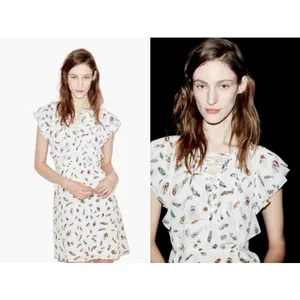 The Kooples Feather 100% Silk Mini‎ Dress XXS Frenchcore European Runway thumbnail 2
