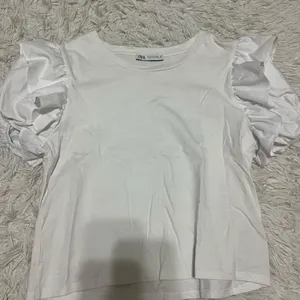 ZARA Top Sleeve Short White thumbnail 1