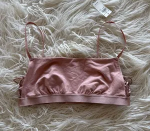 Aerie Real Good Strappy Side Lace Up Bralette Pink Size Medium thumbnail 1