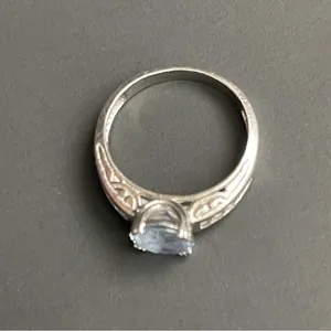 925 Sterling Silver Aquamarine Cubic Zirconia Ring Size 8 Engagement Anniversary thumbnail 6