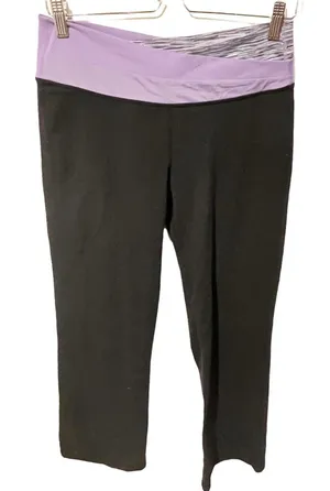 Lululemon Size 10 Purple Band Black‎ Groove Pant Flare Leg Yoga Athletic thumbnail 1