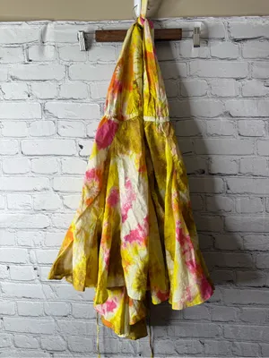 Zara Yellow & Pink Tie-Dye Flowy Halter Dress size small thumbnail 3