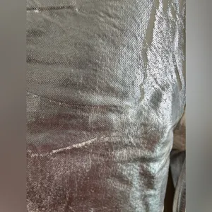Zara silver metallic coated boyfriend fit straight leg jeans size 2 thumbnail 5