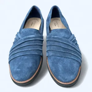 Clarks Sharon Villa Loafer Blue Women's 7 M Comfort Shoes Suede Leather Preppy thumbnail 3