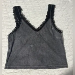 American Eagle Outfitters Charcoal Lace Trim Chemise thumbnail 1