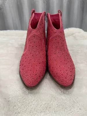 Pierre Dumas Pink Rhinestone Western Ankle Boots thumbnail 4